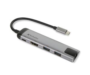 Verbatim 49141 laptop dock/port replicator USB 3.2 Gen 1 (3.1 Gen 1) Type-C Black, Silver