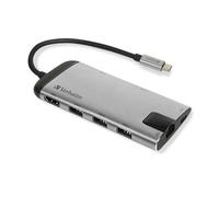 Verbatim 49142 laptop dock/port replicator USB 3.2 Gen 1 (3.1 Gen 1) Type-C Black Silver