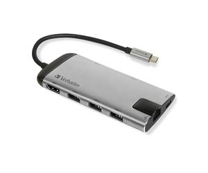 Verbatim 49142 laptop dock/port replicator USB 3.2 Gen 1 (3.1 Gen 1) Type-C Black, Silver