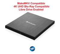 Verbatim 4K UHD Blu-ray Burner External Drive MakeMKV LibreDrive Enabled