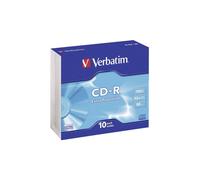 Verbatim 52x 80 Minute 700MB CD-R Pack of 10 Discs in Slim Jewel Cases