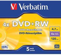 VERBATIM 5PK 4.7GB 4x DVD+RW 43229