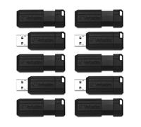 Verbatim 64GB Pinstripe USB 2.0 Flash Drive Retractable Thumb Drive - 10 Pack - Black