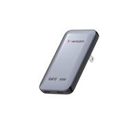 Verbatim 65W GaN USB-C Charger, Slim Fast Wall Charger, Dual USB-C Ports - Grey