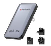 Verbatim 65W GaN USB-C Charger, Slim Fast Wall Charger, Dual USB-C Power Delivery (PD), Travel Charger for MacBook, iPhone, iPad, Samsung, 30280