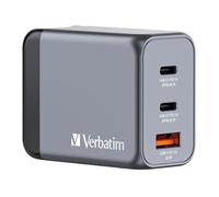 Verbatim GNC-65 GaN Wall Charger, 3-Port, UK/US/EU Compatible, 2X USB-C 65w PD 3