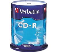 Verbatim 700MB 52x 80 Minute Branded Recordable Disc CD-R - 100-Disc Spindle, FFP 97458