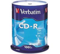 Verbatim 700MB 52x 80 Minute Branded Recordable Disc CD-R - 100-Disc Spindle, FFP 97458