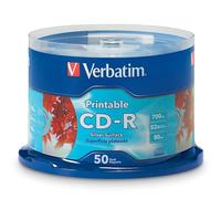 Verbatim 700MB 52x 80 Minute Inkjet Printable Recordable Disc CD-R - 50 Disc Spindle, Silver 95005