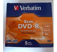 Verbatim 8cm Mini DVD-R 4x 1.4GB 30 Min Camcorder Discs Sealed 5 Pack