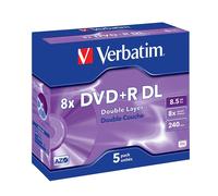 Verbatim 8x DVD+R DL Dual Layer 8.5GB - 5 Discs in Jewel Cases (43541)