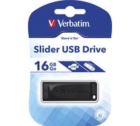 Verbatim 98696 16GB Slider USB 2.0 Flash Drive - Black