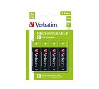 Verbatim AA Rechargeable Batteries HR6 - NiMH 1.2V 2500mAh Low Self-Discharge, Pre-Charged 4-Pack