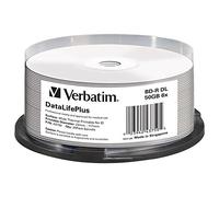 Verbatim BD-R - Blu-ray-Disc 50 GB, White Printable Surface, 6X Burning Speed, DataLifePlus, 25-Pack Spindle