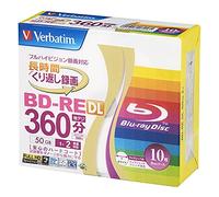 Verbatim Blu-ray BD-RE DL RW Re-writable 50GB 2x Speed Inkjet Printable Rewritable Format Ver. 2.1 (Japan Import) - 10 Discs in Slim Jewel Case (Sealed Pack). MADE IN JAPAN