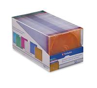 Verbatim CD DVD Blu-Ray Disc Slim Storage Disc Cases 0.2 inches Assorted Colors 50 Pack (40 Clear - 10 Colors) -71128