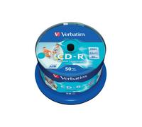 Verbatim CD-R AZO 52x 700MB Wide Inkjet Printable Spindle (Pack of 50) 43438