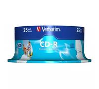 Verbatim CD-R AZO Wide Inkjet Printable. Type: CD-R CD storage capacity: 700 MB Quantity per pack: 25 pc(s). CD write speed: 52x. Package width: 138 mm Package depth: 138 mm Package height: 56 mm