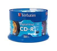Verbatim CD-R Blank Discs 700MB 80min 52X Recordable Disc for Data and Music with Digital Vinyl Surface - 50pk Spindle Blue/Green/Orange/Pink/Purple