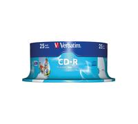 25 Genuine Verbatim Blank CD-R White CD Printable 700MB 52x 80Mins 43439 Spindle