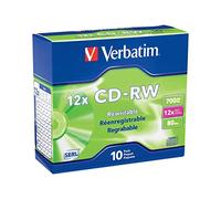 Verbatim CD-RW 80MIN 700MB 4X-12X High Speed Branded 10pk Slim Case CD-RW 700MB 10pcs(s) - Virgin CD-RW 700MB, 10pcs(s), 120mm, 120min, 12x)