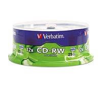 Verbatim CD-RW 80MIN 700MB 4X-12X High Speed Branded 25pk Spindle CD-RW 700MB 25pcs CD-RW (CD-RW, 700 MB, 25 pc(s), 12x, 120 mm, 80 min)