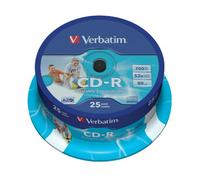 25 Genuine Verbatim Blank CD-R White CD Printable 700MB 52x 80Mins 43439 Spindle