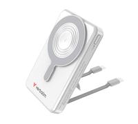 Verbatim Charge 'n' Go MagSafe Power Bank 10000 mAh [Silver] 15 W Magnetic - PD 22.5 W Quick Charge Function, LED Display & Foldable Stand for iPhone 17/16/15/14/13/12 Pro - Includes Two USB-C Cables