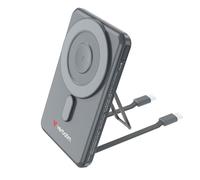 Verbatim Charge 'n' Go MagSafe Power Bank 5000 mAh [Grey] 15 W Magnetic - PD 20 W Quick Charge Function, LED Display & Foldable Stand for iPhone 17/16/15/14/13/12 Pro/Pro Max - Includes Two USB-C