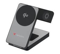 Verbatim Charge 'n' Go Qi2 Magnetic Wireless Power Bank 10000mAh, 15W Qi2, 30W USB-C PD Fast Charging, Apple Watch & Earbuds Charger, Foldable Stand - Grey (32295)