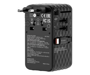 Verbatim Charge 'n' Travel 70W 2C retractable Universal Travel Adapter Black