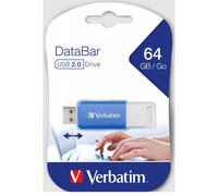 Verbatim DataBar 64GB USB 2.0 Flash Drive Data Storage Blue Model