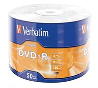 Verbatim DVD-R 16x, DataLife Matt Silver 4.7GB, Pack of 50, Writeable DVD Blanks with Hardcoat Scratch Guard, 16x Burning Speed