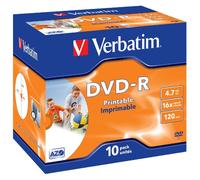 Verbatim 43521 4.7GB 16x DVD-R Printable - 10 Pack Jewel Case