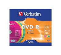 Verbatim DVD-R AZO 4.7 GB - 16x Burning Speed, Slim Case, 5 Pack, Multicoloured
