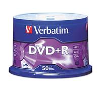 Verbatim DVD+R Blank Discs AZO Dye 4.7GB 16X Recordable Disc - 50 Discs Spindle,Silver