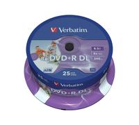 Verbatim DVD+R DL 8.5 GB 8x No ID Wide Printable Tub of 25 Discs (43667)