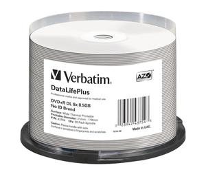 Verbatim DVD+R Double Layer 8.5 GB - 8x Burning Speed, Long Lifetime, DataLifePlus, 50-Pack Spindle