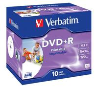 Verbatim® DVD+R Full Printable Jewel Case 4.7 GB 16 x (10 Pack) You will receive 1 Pack of 10