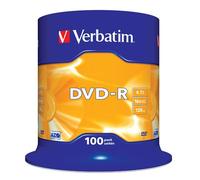 Verbatim DVD-R Matt Silver. Native capacity: 4.7 GB Type: DVD-R Quantity per pack: 100 pc(s). Package type: Spindle. DVD write speed: 16x