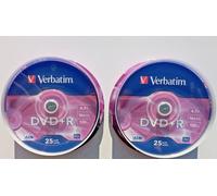 VERBATIM DVD+R RECORDABLE 16X 120MIN 4.7GB 2 x NEW SEALED 25 PACKS