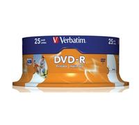 Verbatim DVD-R Wide Inkjet Printable ID Brand 4.7GB DVD-R AZO 25pc(s)