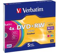 Verbatim DVD+RW 4.7 GB - 4x Burning Speed, Long Service Life, Scratch Protectio