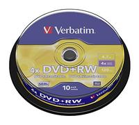 Verbatim DVD+RW, 4.7 GB, 4x Matt Silver, Spindle 10 Pack
