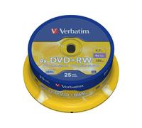 Verbatim DVD+RW Matt Silver 4.7 GB 4x Tub of 25 Discs (43489)