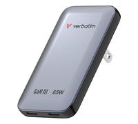 Verbatim Essentials Slim GaN Wall Charger 65W US/EU/UK - Grey