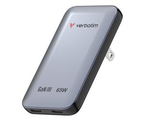 Verbatim Essentials Slim GaN Wall Charger 65W US/EU/UK - Grey