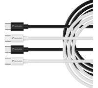 Verbatim Essentials USB-C to USB-C Cable 2 Pack, 1m 60W PD 3.0 Fast Charging & 480Mbps Data Transfer, USB C Charger Cables for Laptop, MacBook, Tablet, Smartphone, Black & White