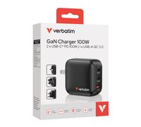 Verbatim GaN Charger 100W Universal Black AC Fast charging Indoor