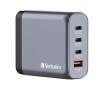Verbatim GaN Charger 140 W, 4 Ports USB-C Charger, Power Adapter with 3 x USB-C and 1 x USB-A, Fast Charger as Multiple Plug, for Apple MacBook, Notebook, iPad, iPhone, Samsung and Co